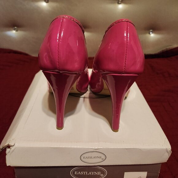 Women's size 6.5 Pink Patent Open Toe Pumps - Picture 3 of 4